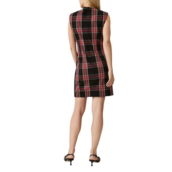NWT Ann Taylor Plaid Shift Dress Black Red Preppy Holiday Coquette Size 10 Fall - Picture 9 of 10